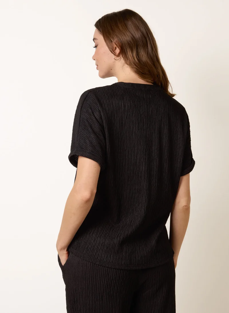 بلو فانيلا Grandad Collar Oversized Top